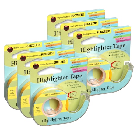 Removable Highlighter Tape, Fluorescent Yellow, PK6